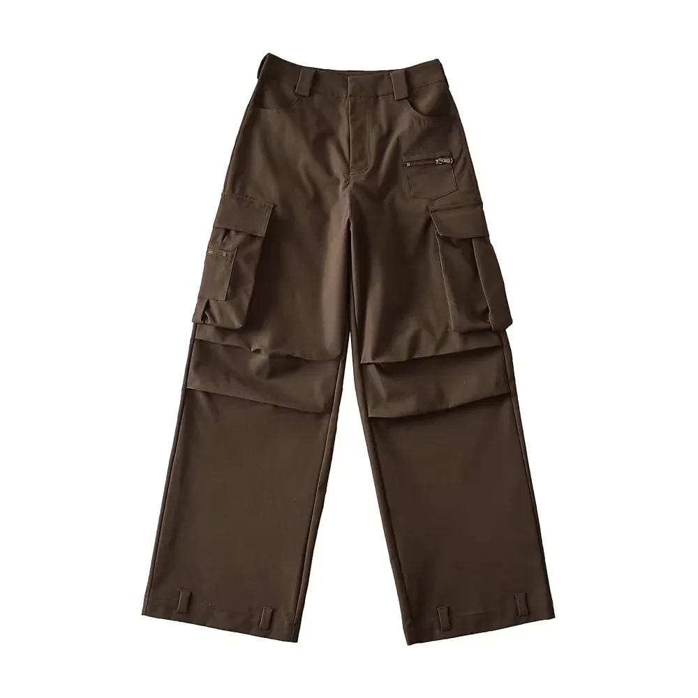 Three-dimensional Multi-pocket Cargo Pants Women's High Waist Loose Slimming Straight Casual Pants Trend