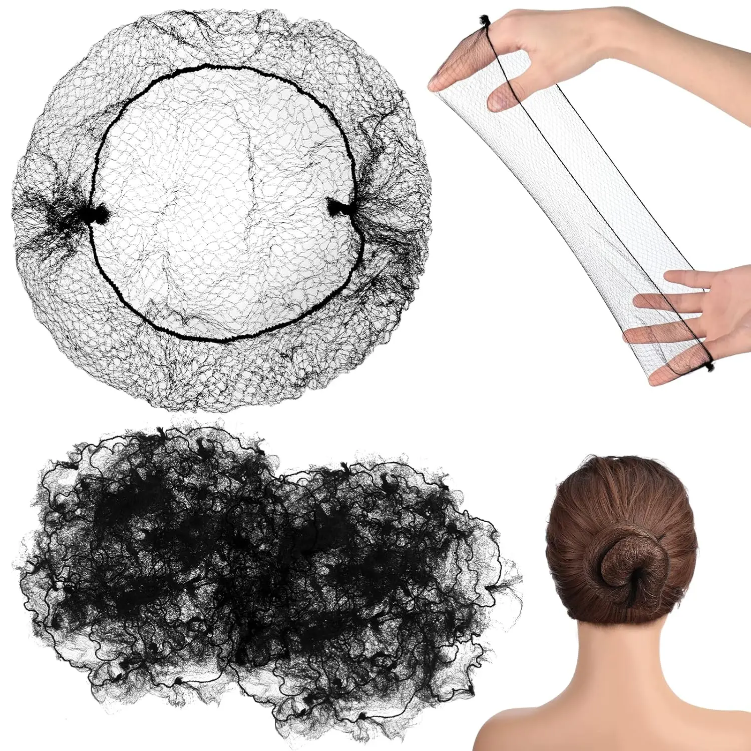 10/20/30 Pcs Durable Nylon Hair Net for Bun Hair Style Tool Black Brown Hair Net for Wigs Mesh Hair Styling Hairnets