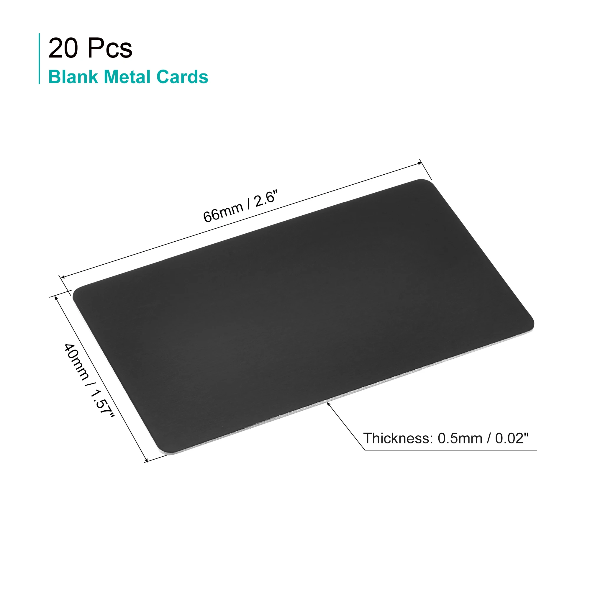 5 Stück Blanke Aluminiumkarten 80x40 Mm – Eloxiert Für Lasergravur & DIY | Schwarz, 0,5 Mm Dick