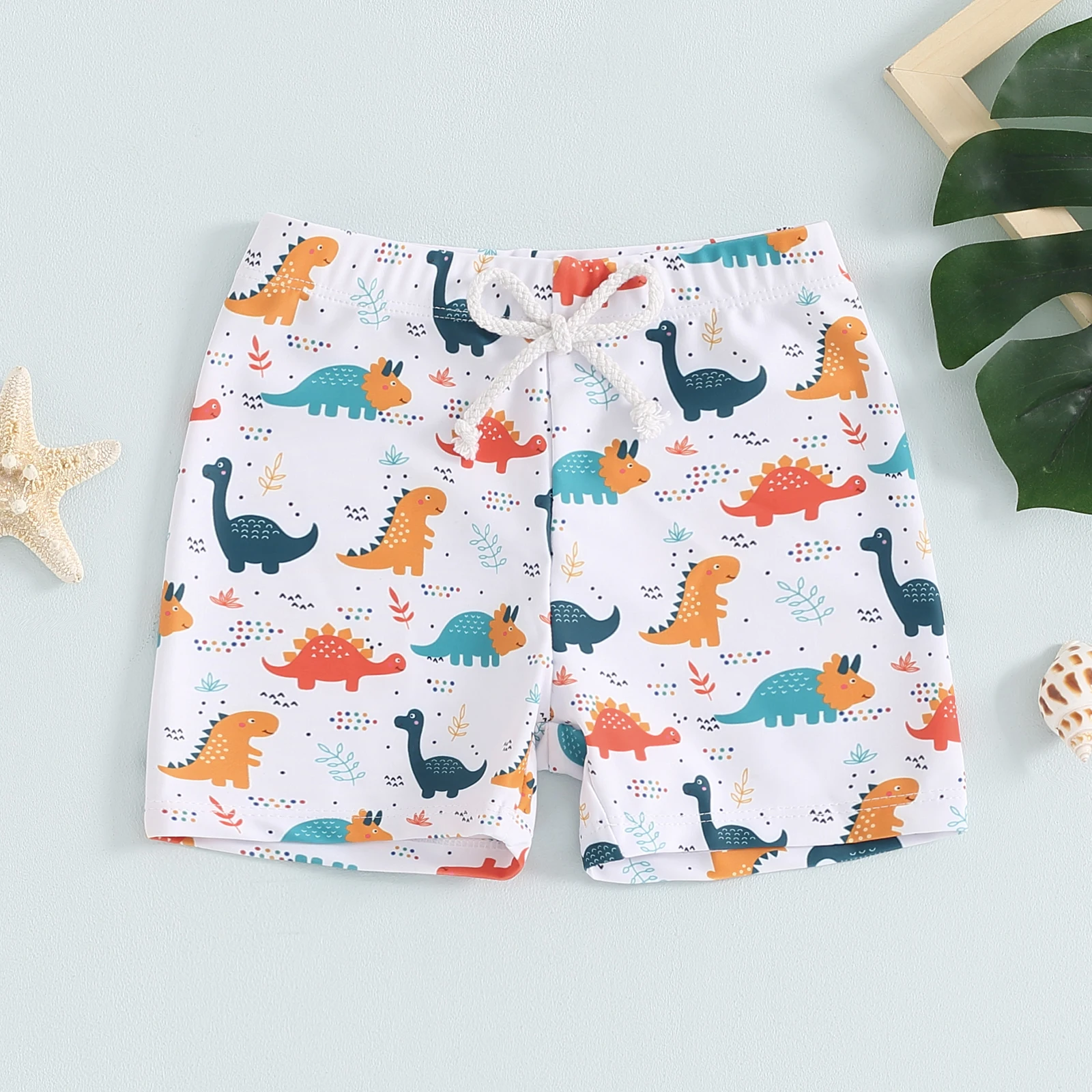 Summer Toddler Boys Beach Swimwear Shorts Boys Swim Trunks Kids Cartoon Print Elastic Waist Beach Shorts Baby Board