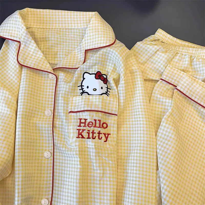 Anime pajamas sets Sanrio Hello Kitty Kuromi kawaii cartoon loose sleepwear for girls birthday