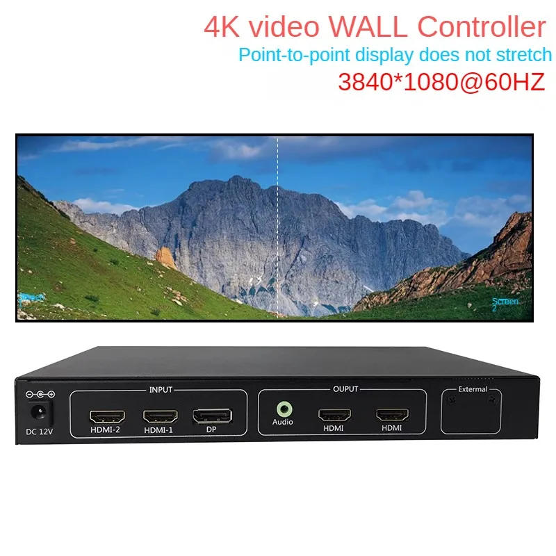 Professional Monitor 4K Video Wall Processo for 4K Dual-Screen Processor with 2 HDMI Outputs 1x2 Splicing Processor 3840x1080