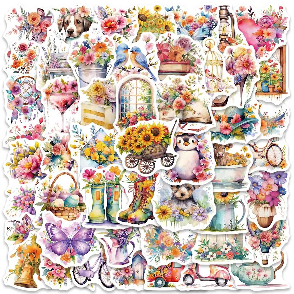 

10/30/50PCS New Cartoon Flower World Graffiti Sticker Helmet Laptop Skateboard DIY Personalized PVC Toy Reward Sticker Wholesale