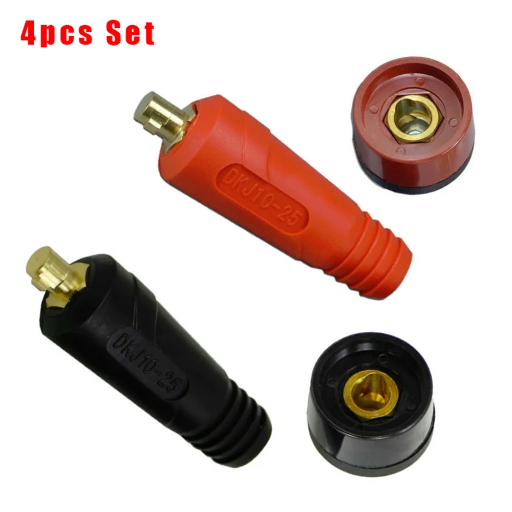 Welding Cable Connector 4pcs TIG Welding Machine Quick Fitting Female Male Cable Clamp Socket Plug Adaptor ForDinse DKJ10-25 DKZ10-25