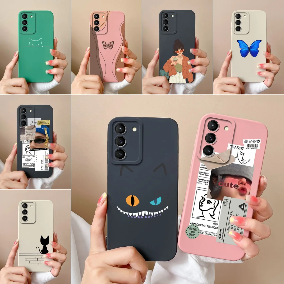 Per Samsung Galaxy S21 S21 Fe S21 Pro 5G Coques Butterfly Soft Silicone Liquid Cover Antiscivolo Funda Per S21/S21Fe/S21 + Custodia Capa