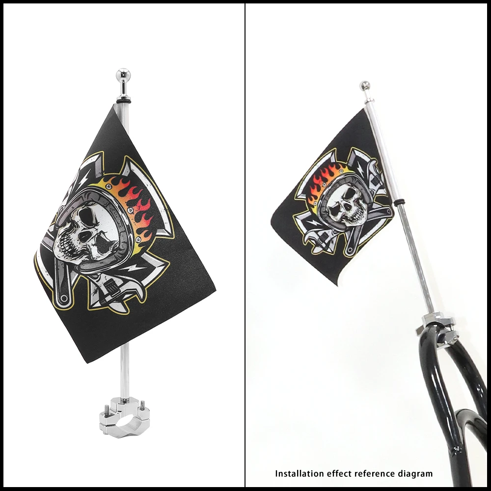 

Universal Motorcycle Skull Flag Pole Luggage Rack Mount For Honda Yamaha Kawasaki Suzuki Cafe Racer Old School Dirt bike