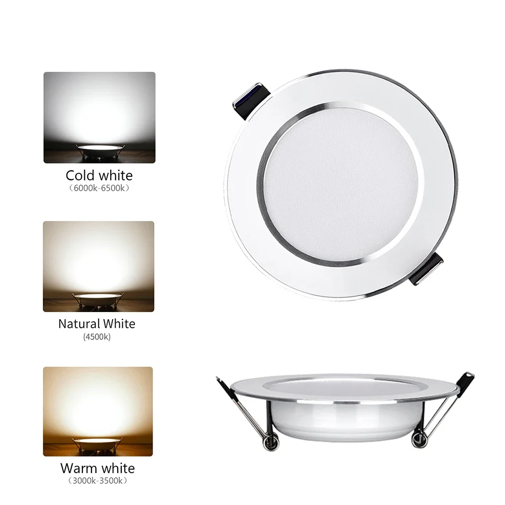 Led Downlight 5W 9W 12W 15W Recessed Ceiling Lamp Panel Light Three Color Dimmable Led Spotlight for Living room Bathroom led downlight recessed ceiling spotlight ceiling lamps