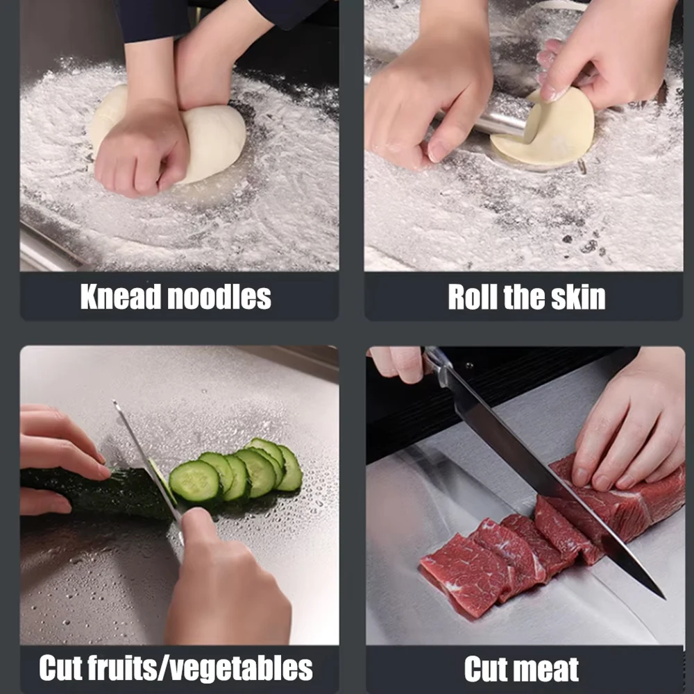 L-Shaped Stainless Steel Chopping Board – Large Double-Sided 6