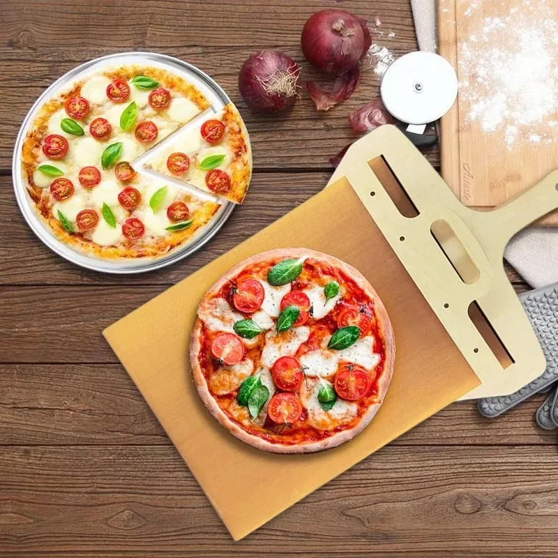 Sliding Pizza Peel Shovel Kitchen Baking Tool Foldable Wooden Handle Transfer Tray Multi functional Pizza Spatula Paddle