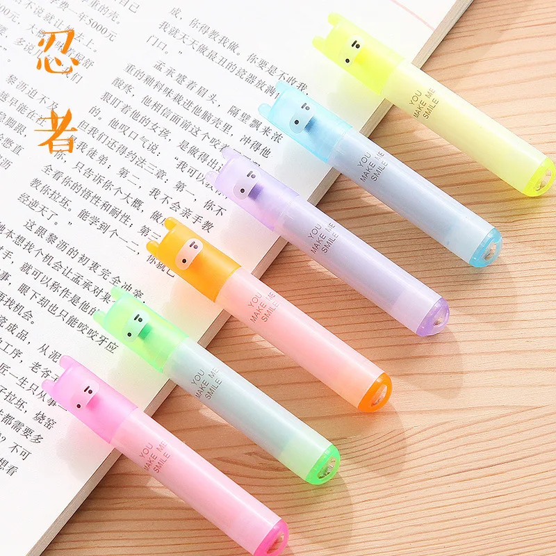 蛍光ペン6本,ミニ蛍光ペン,マーカー,文房具,学校用品,ピース/セット