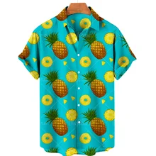 

2022 New Men's Hawaiian Beach Shirt Floral Fruit Print Shirt Top Casual Short Sleeve Summer Vacation Fashion Plus Size