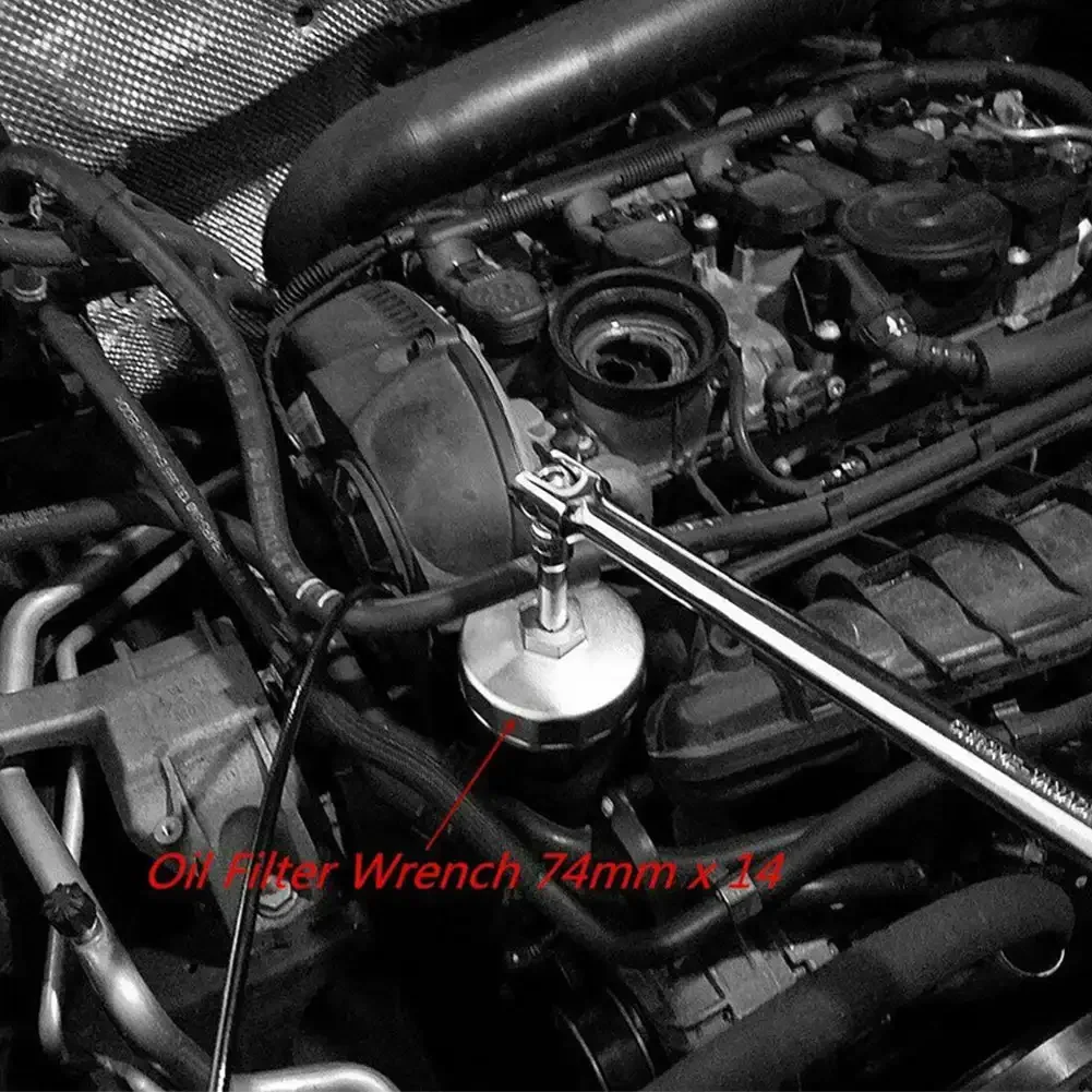 Oil Filter Wrench Replacement for Mercedes Benz 74mm 14 Flute Aluminum Oil Filter Wrench Socket Remover Tool Car Accessories