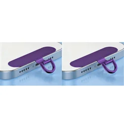 Durable Metal Phone Tether Tab Set - Stainless Steel Lanyard Pad (2 - Pack) (PURPLE)