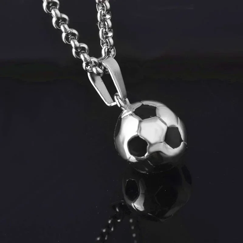 Collana Calcio Acciaio Inossidabile - Ciondolo Pallone Da Football 60cm Unisex - Foto 8