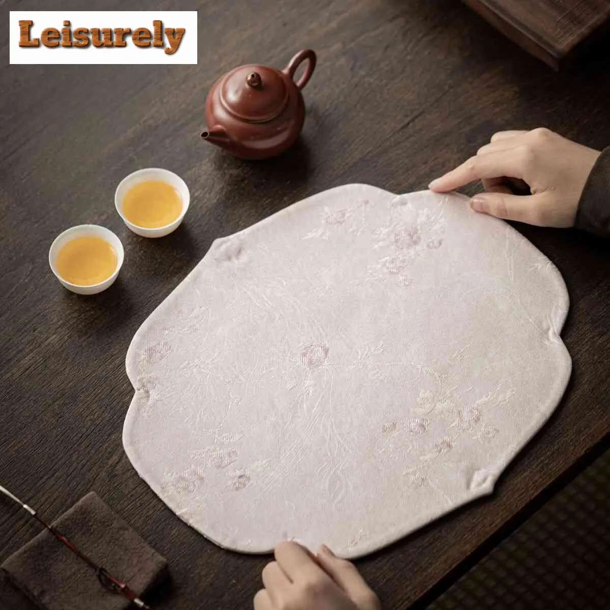 Xiangyun Silk Vine Grass Pink Tea Table Mats Vintage Teacup Coaster Set Drink Coaster Dinner Table Cloth Mat Cafes Decoration