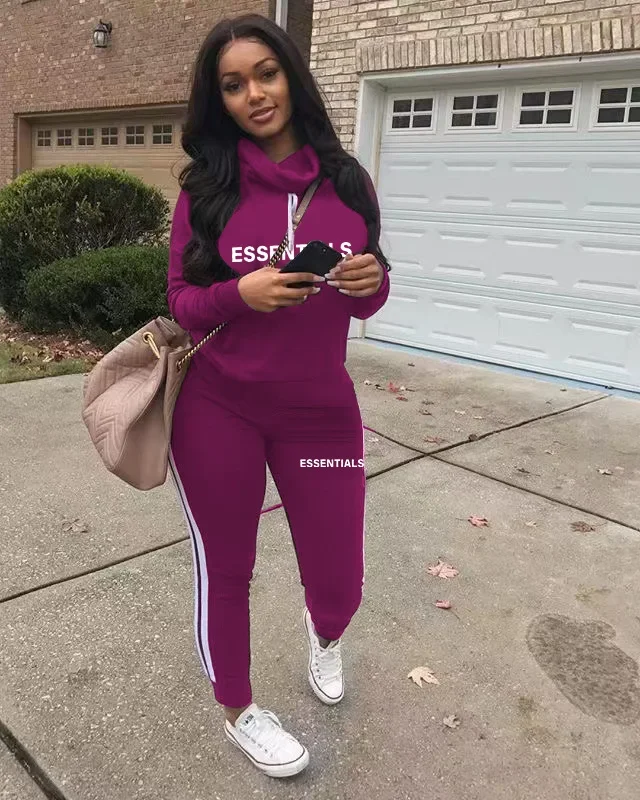 Women's Suits Autumn Print Casual Hoodie Sweatshirt Top and Pants Two Piece Set Sports 2 Piece Sets Womens Outfits Tracksuit Set