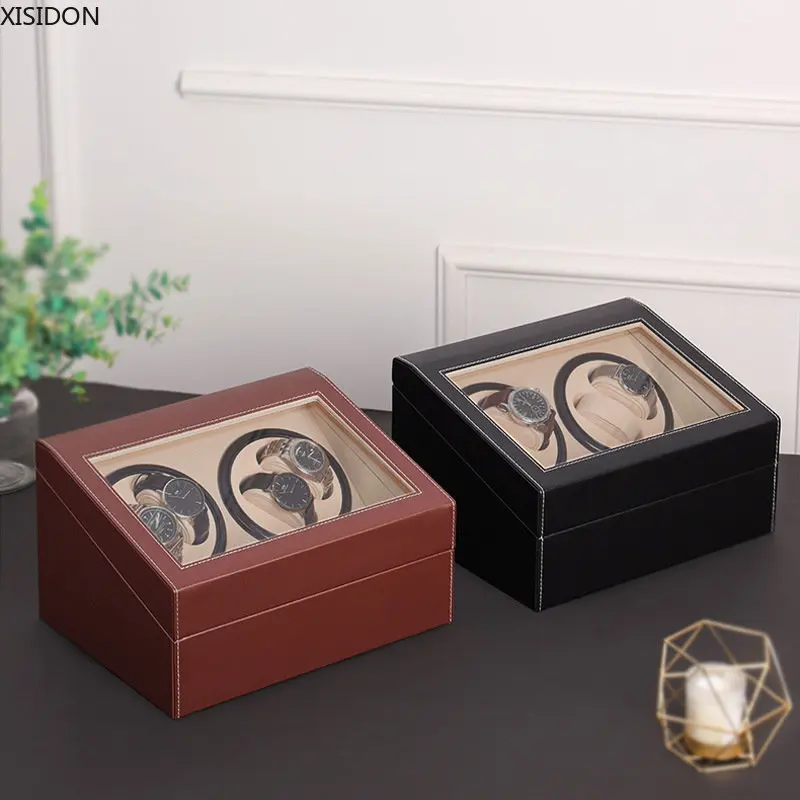 

Electric Watch Box Shaker 4+6 Slots Pu Winder Display Watch Storage Box Watch Winders for Automatic Watches Customizable Logo