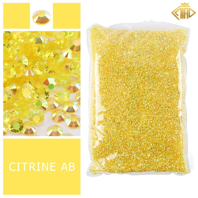 Vibrant Yellow Orange Resin Rhinestones - 2-5mm Flatback Glitter for Clothing and Nail Art Decoration