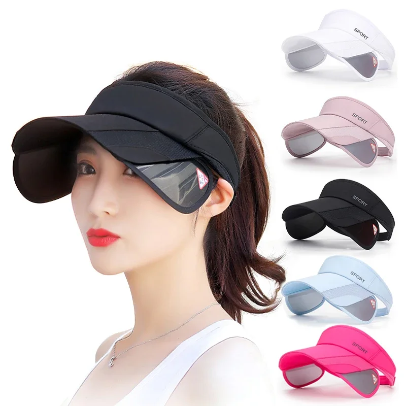 

Summer Sun Visor Cap For Women Men Retractable Golf Hat Empty Top Adjustable Outdoor Sports Hats Anti UV Tennis Cap Unisex