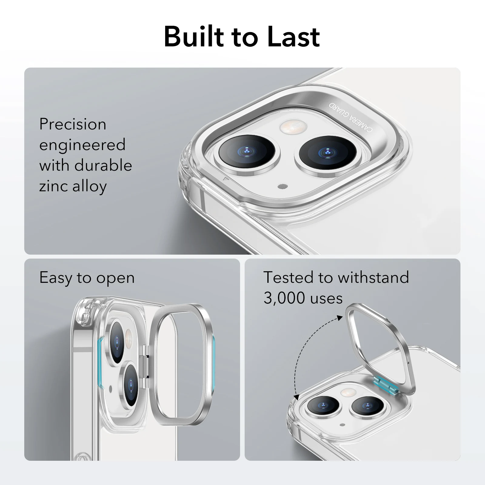 ESR for iPhone 14 Pro Max Kickstand Case for iPhone 14 Pro Clear Classic Hybrid Cover With Camera Guard Kickstand for iPhone 13