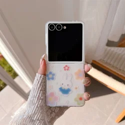 Kawaii Korean Flower Miffy Rabbit Phone Case - Cute Cartoon Design - Z Flip 5 (JH291 - 1)