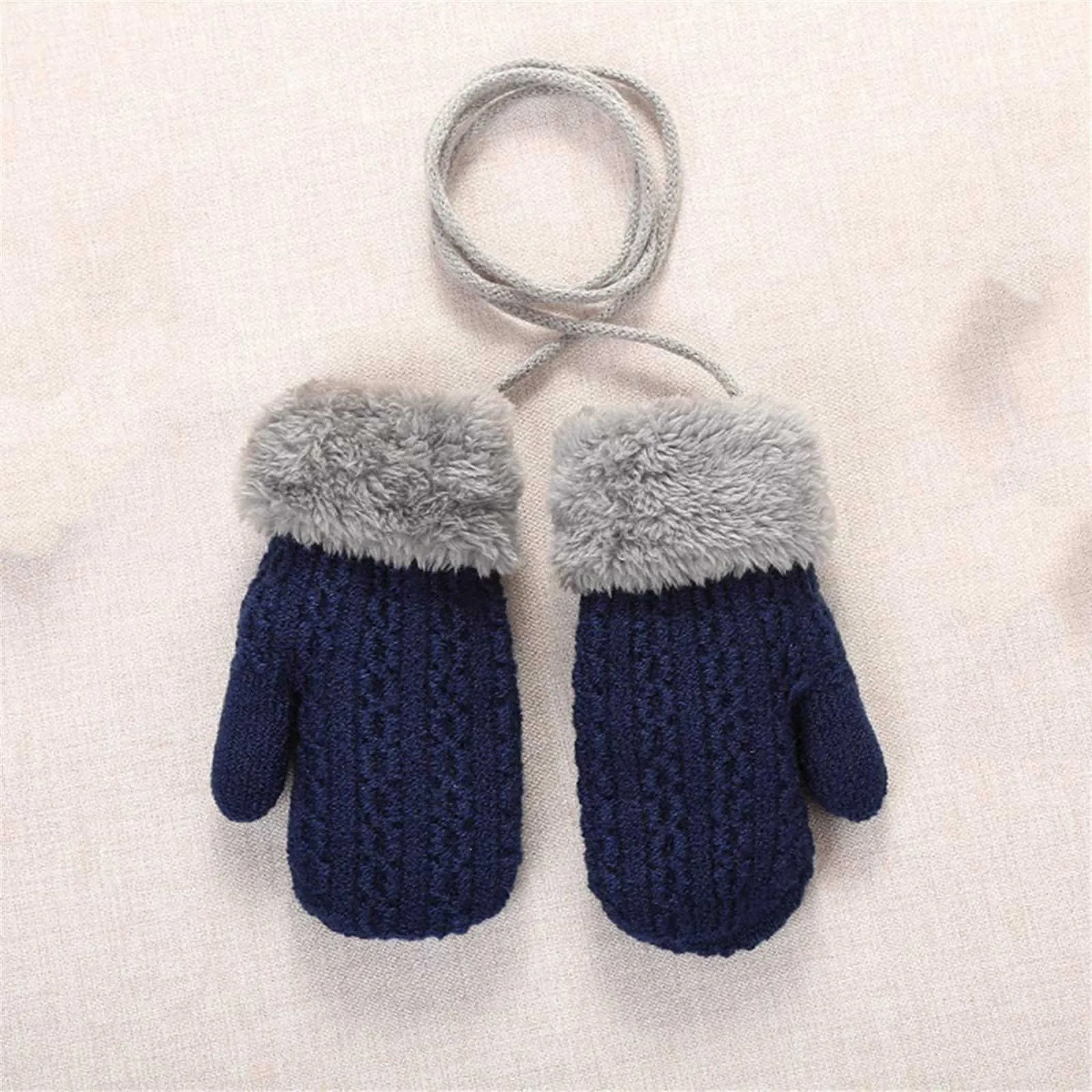 Winter Wool Knitted Gloves for Baby Boys Girls Warm Plush Thick Full Finger Baby Kids Gloves Mittens перчатки детские зимни