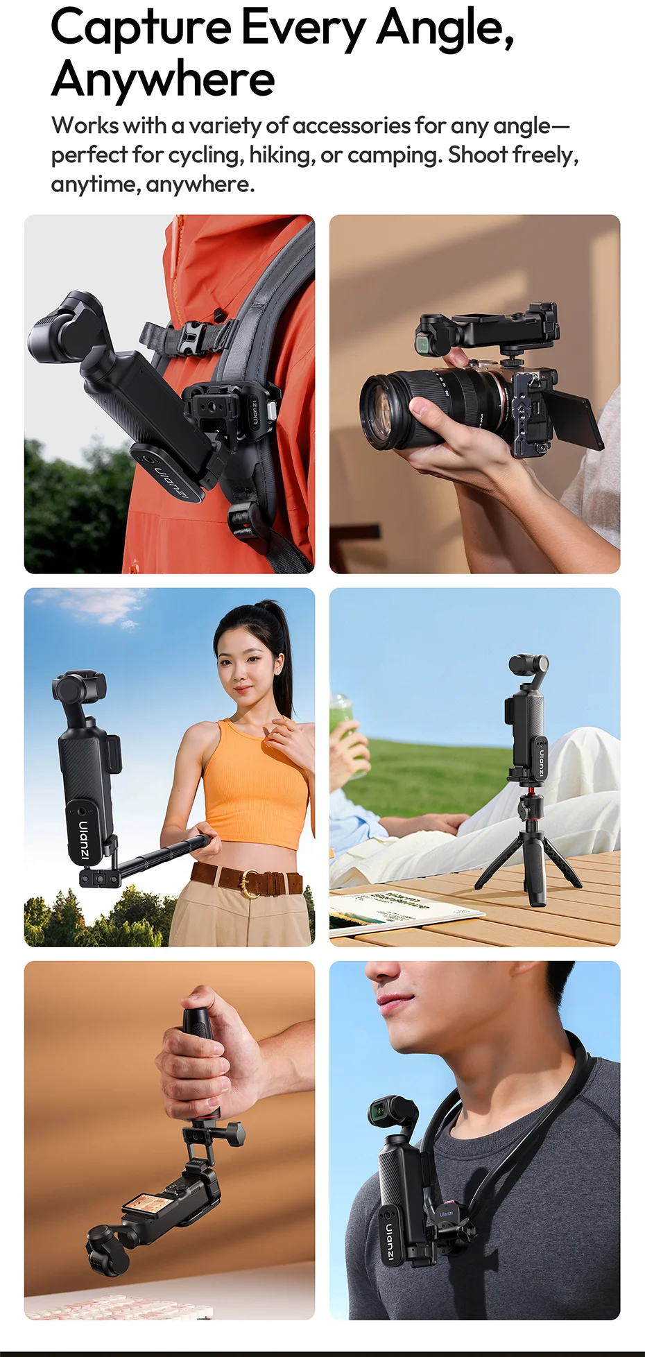 Magnetic Base for Pocket 3 Magnetic Grip Adapter 1/4'' Action Gopro Ports for O