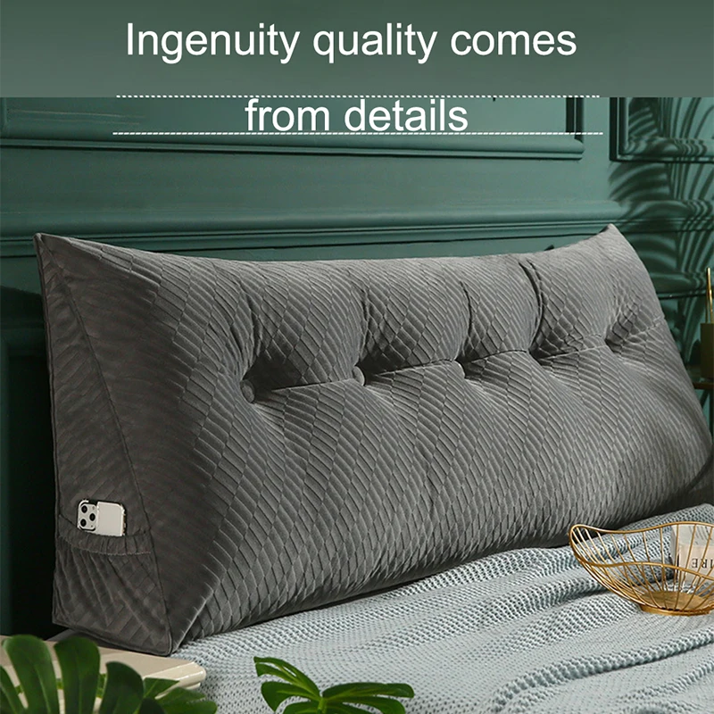 

Soft Flannel Triangular Bedside Cushion Back Rest Bed Support Waist Cushion Washable Long Sleeping Pillow Home Soft Floor Decor