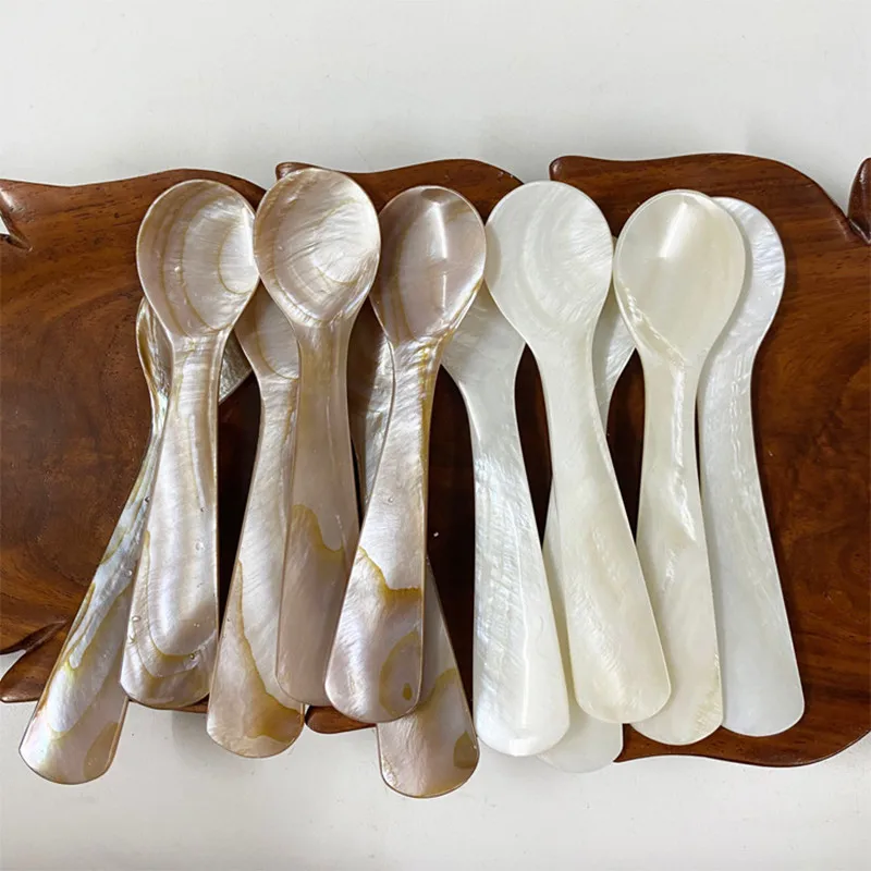Shell Spoon 9-13CM Natural Shell Ice Spoon Cream Coffee Caviar Spoon Mother of Pearl Seashells Stirring Spoons Teaspoon Crafts dessert coffe