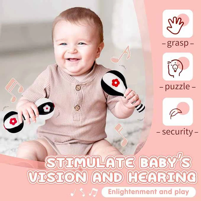 Soft Rattles For Baby Black And White High Contrast 0-3 Months Newborn Toys 0-6 Months Infant Toys