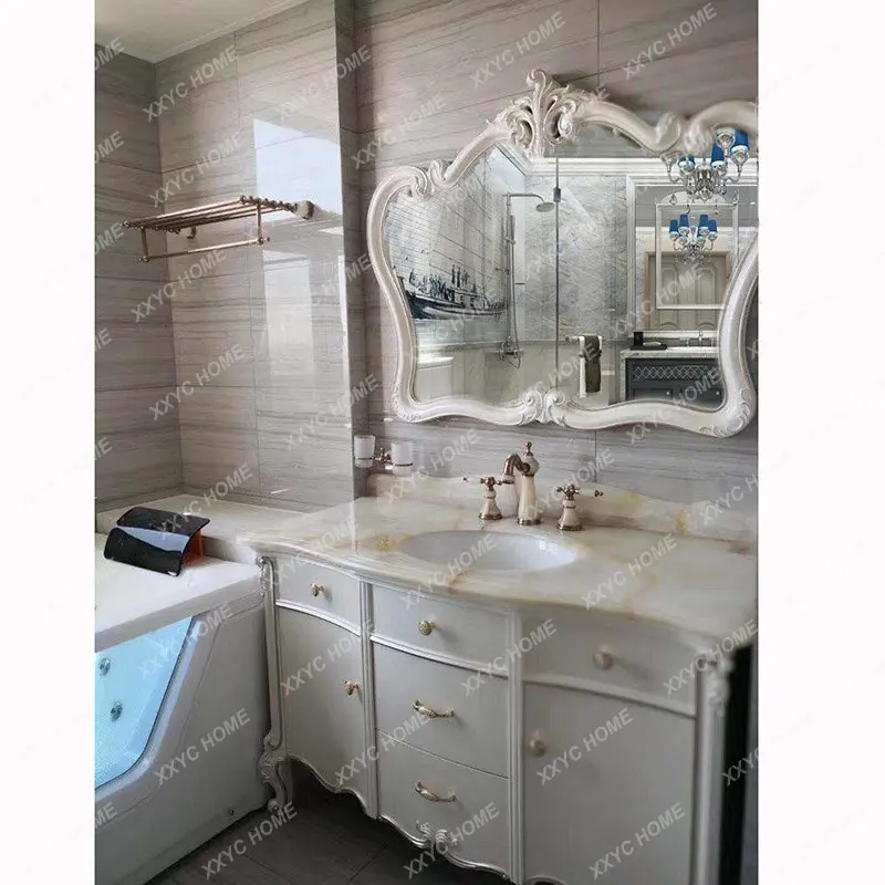 Bathroom Cabinet Oak Combination Bathroom Cabinet Wash Handheld Transceiver Wash Face Double Basin New