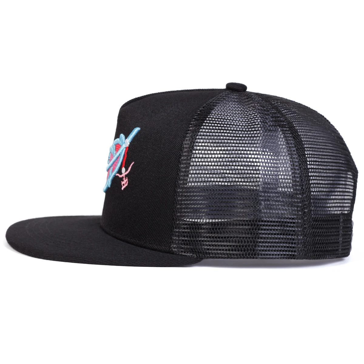Unisex bunte Hip-Hop-Netzhüte mit Federstickerei für Frühling und Sommer, verstellbare, lässige Baseballkappen für den Außenbereich, Sonnenschutzhut – Detail 3