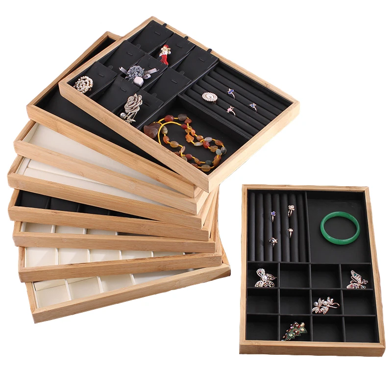Pu Leather Jewelry Organizer Holder Jewelry Display Bamboo Leather