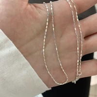 Collier en argent Sterling 925 avec perles géométriques simples, ras du cou, chaîne de clavicule brillante et délicate pour femmes, bijoux à la mode 3