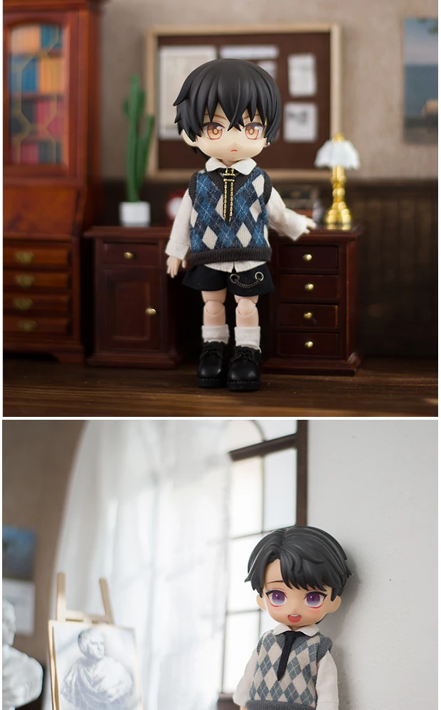 Ob11 Doll British Style Vest Set Doll School Uniform Doll Peaked Cap Accessories For Ymy, Nendoroids P9, 1/12 Bjd, Gsc, Molly