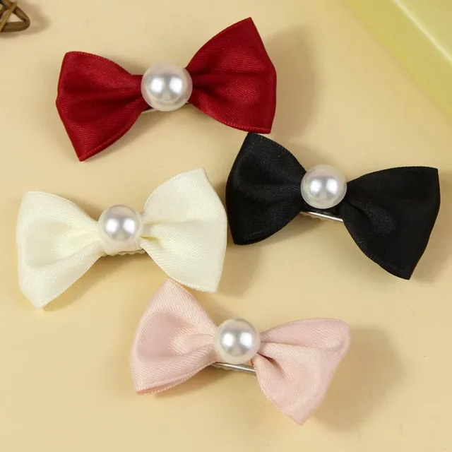 2PCS Pearl Solid Color Dog Hair Clips Dog Bows With Alligator Clip Pet Puppy Hair Clips Accessories Pet Supplies For Dogs Bows 3