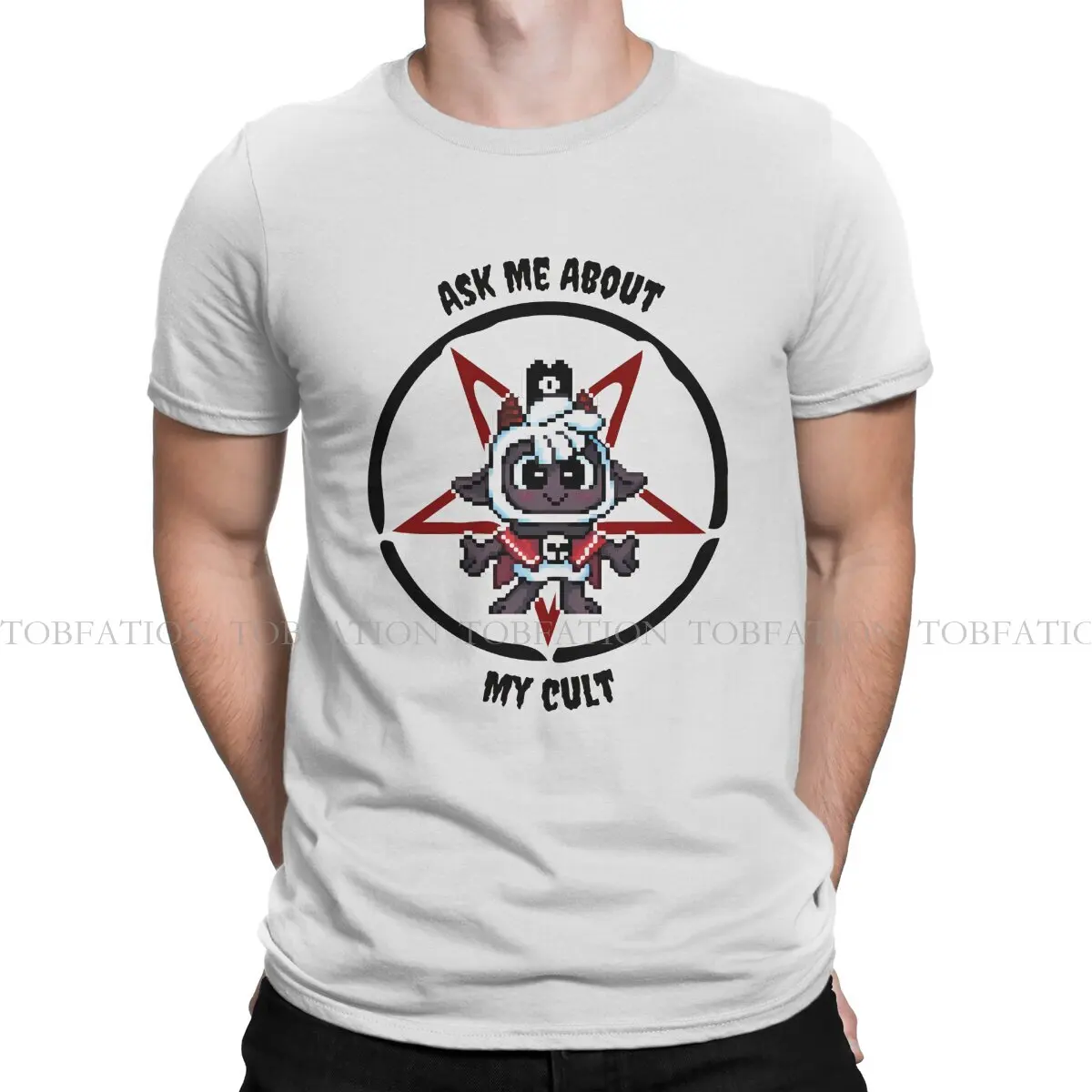 Chiedi Me Maglietta Girocollo Cult Of The Lamb Goat Game Maglietta Originale In Puro Cotone Abbigliamento Uomo Nuovo Design Grande Vendita