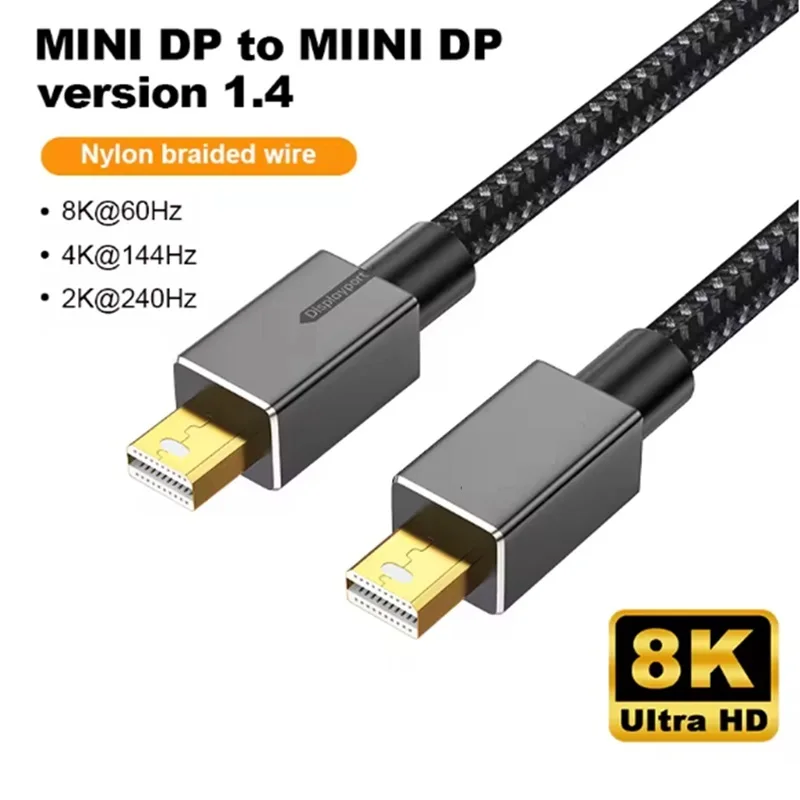 2m 8K 16K Mini DP do Mini DP DisplayPort Kabel Mini DP męski do męskiego MINI Display Port Nylonowy przewód do MacBook Air Pro Lenovo