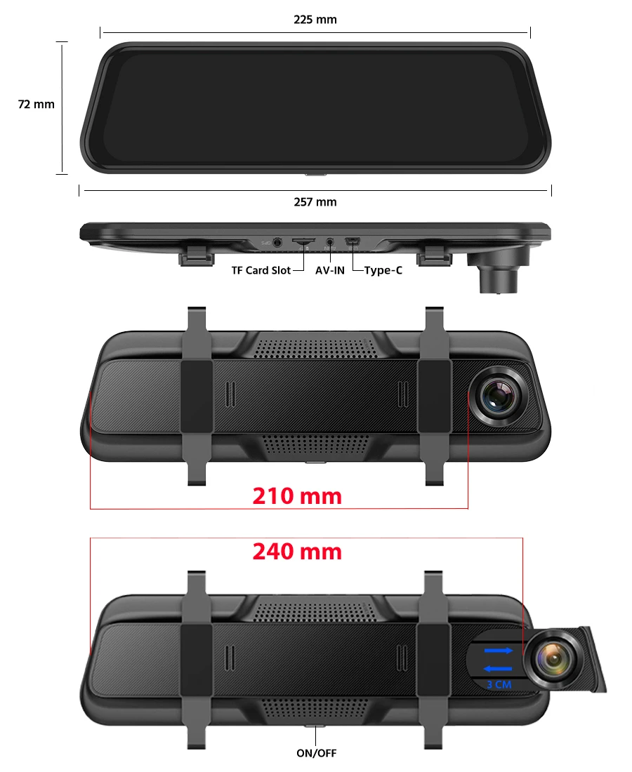 S028d309f82704c3f87a180ad0975ba1eK 2.5K GPS WiFi Car Dvr 10'' Stream Media Mirror Dash Camera 1440P Car Camera Night Vision Video Recorder Dual Lens Sony Dashcam