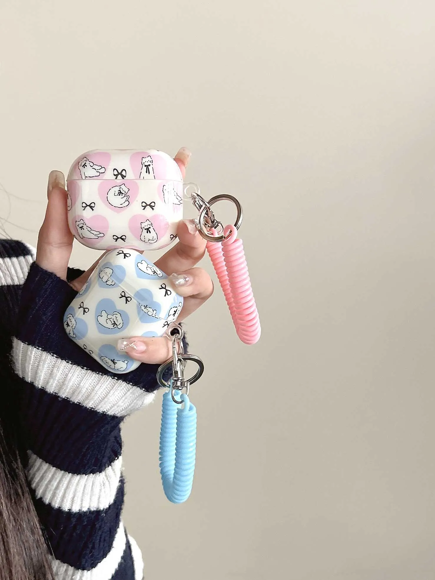 Cat Heart Pink Chain Earphone Case For Airpods