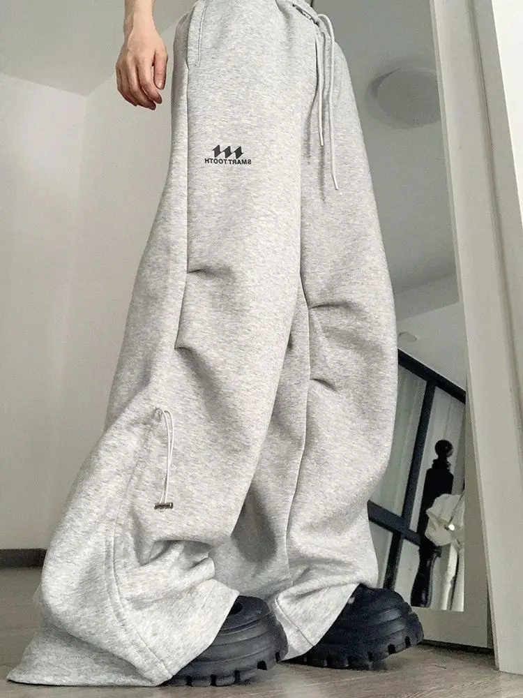

Women's Korean Fashion Gray Sports Pants Streetwear Oversize Hip Hop Hight Waist Wide Leg Trousers Casual Vintage Black Joggers