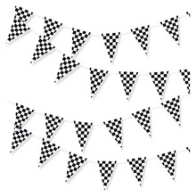 10m Longer Black and White Checkered Flag Theme Party Supplies Race Car Birthday Banner Decoration Birthday Decoration