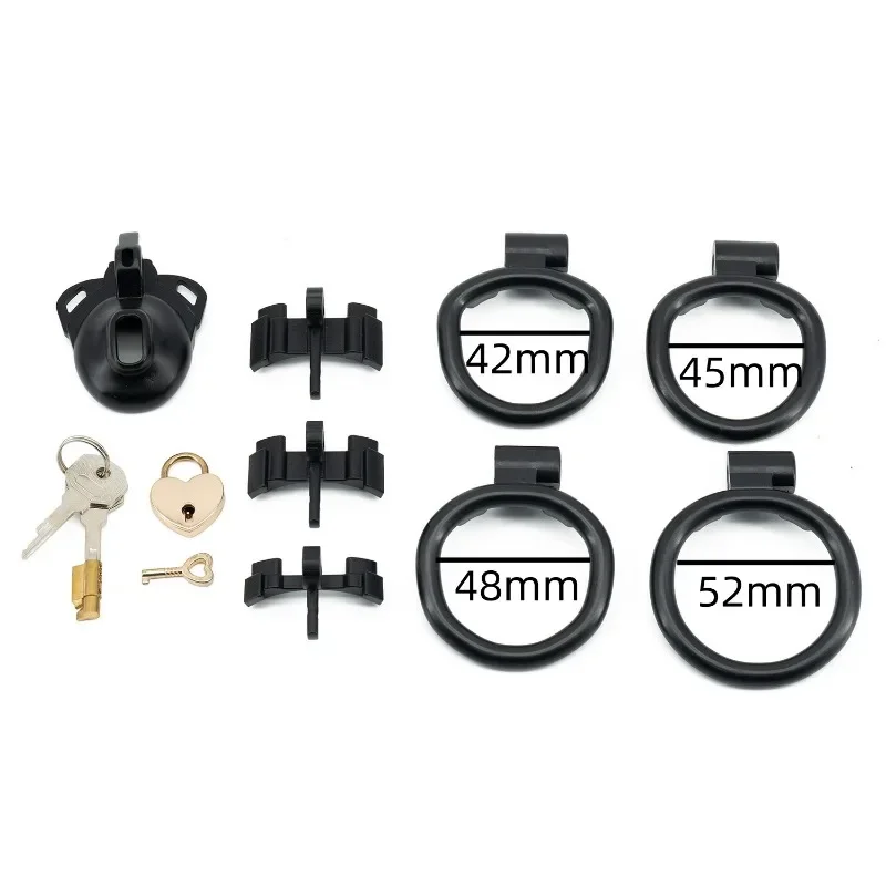 Double Lock DesignLightweight Chastity CageAdjustable with 4 Size RingsChastity LockMale BondageAbstinence Device Adult Sex Toys