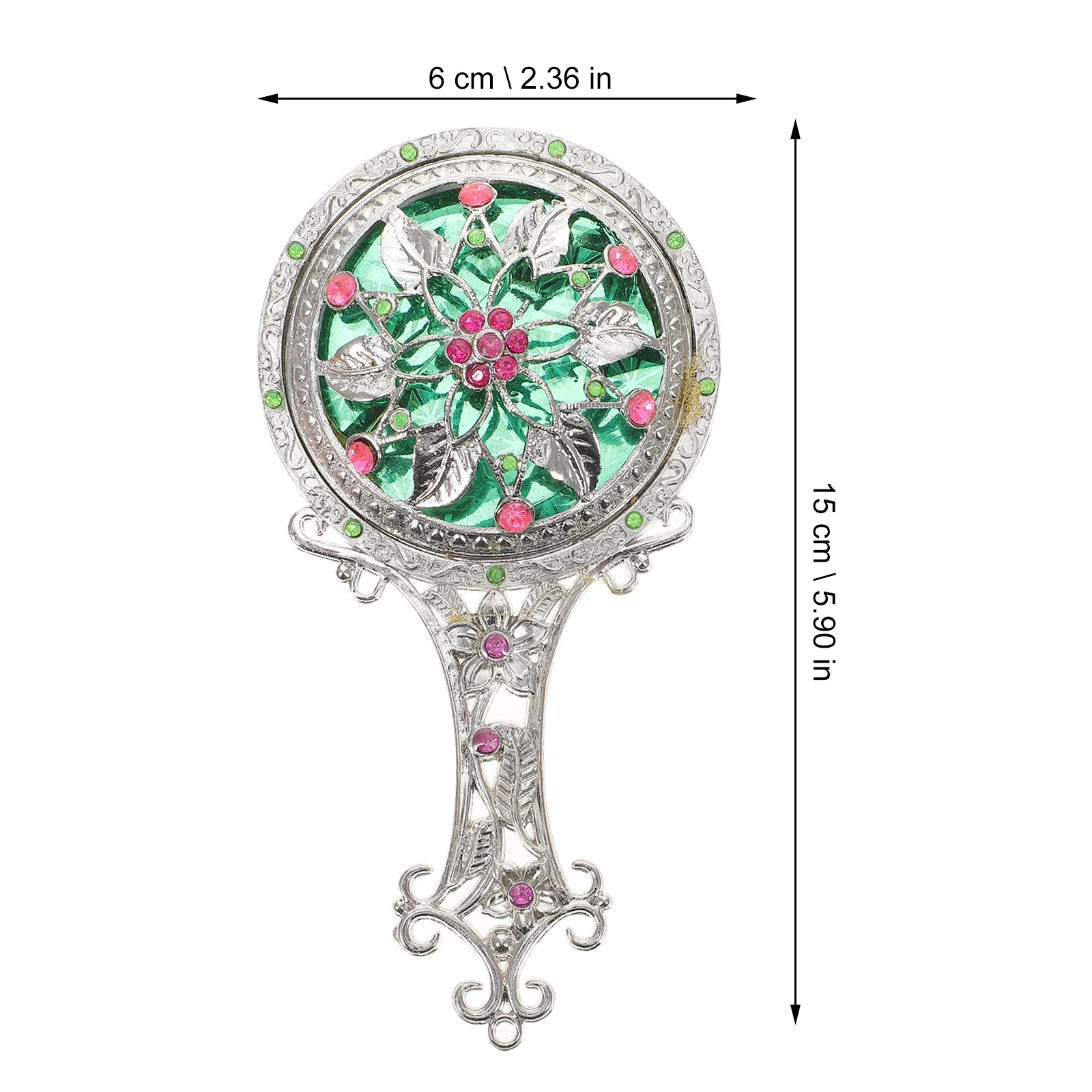 1세트 레트로 꽃무늬 빗 세트 휴대용 손거울 내구성 높은 고화질 컴팩트 여행용 메이크업 거울