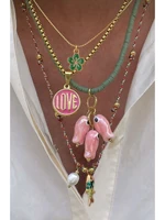 Ensemble de colliers empilés superposés en céramique, breloques de poisson, Design de perles colorées, style bohème, bijoux de fête pour femmes, 4 pièces 1