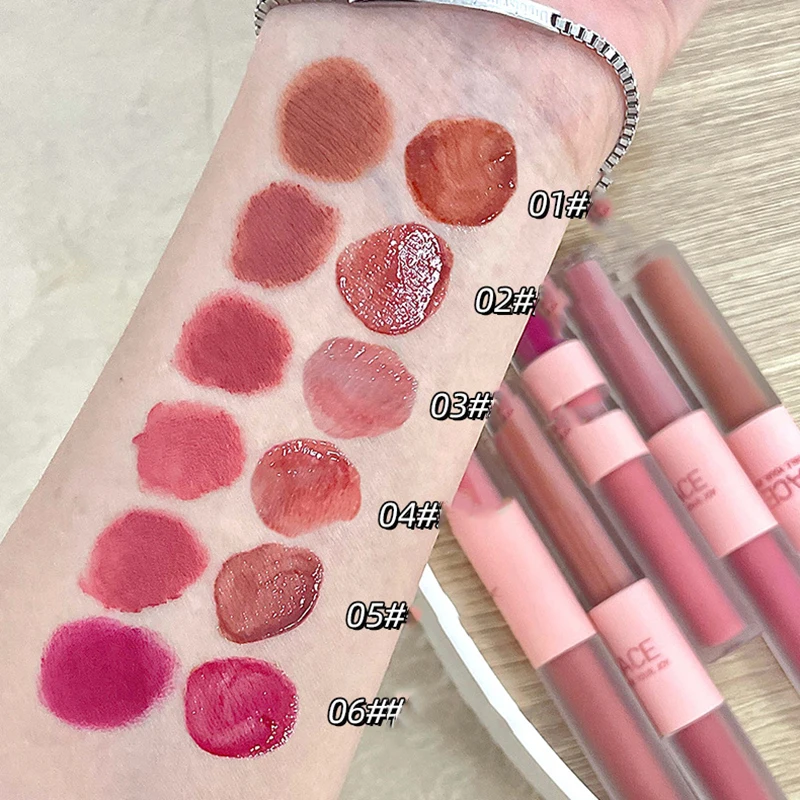Double Head Lip Glaze Mirror Jelly Lipstick Matte Mist Lips Mud Lasting Moisturizing Lip Gloss Tint Korea Makeup Women Cosmetic 6