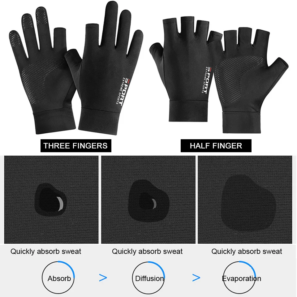 Fishing Gloves Sun Protection Breathable Anti-slip Anti-UV Sport Cycling Ice Silk Outdoor Running Men Women