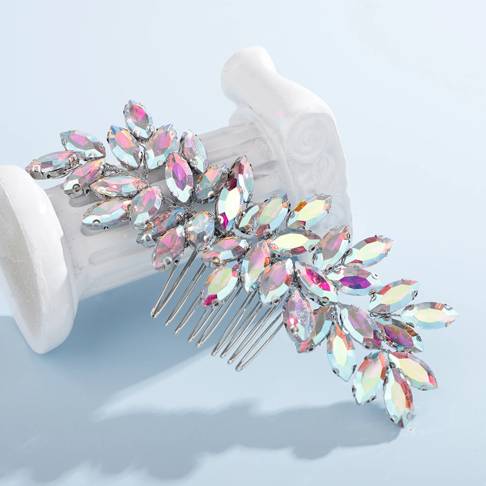 S028d9c55395040d8a0abbf5a40a8e3369 Fashion Rhinestone Hair Comb for Bridal Headpiece 9 Color Wedding Hair Accessories Women Handmade Tiara Headdress Party Headwear Mallzona