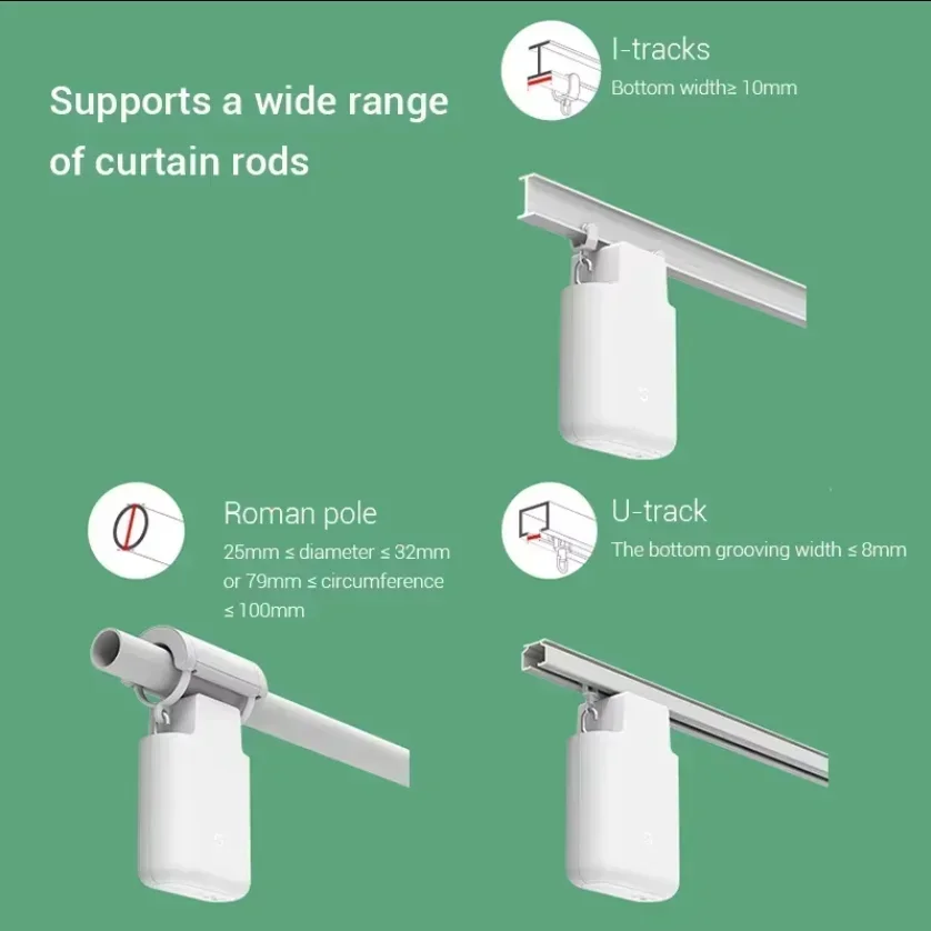 Xiaomi Smart Curtain Motor Companion da appendere e utilizzare per binario a forma di U/I Palo romano Il controllo vocale elettrico necessita di gateway in rete BT - immagine 2