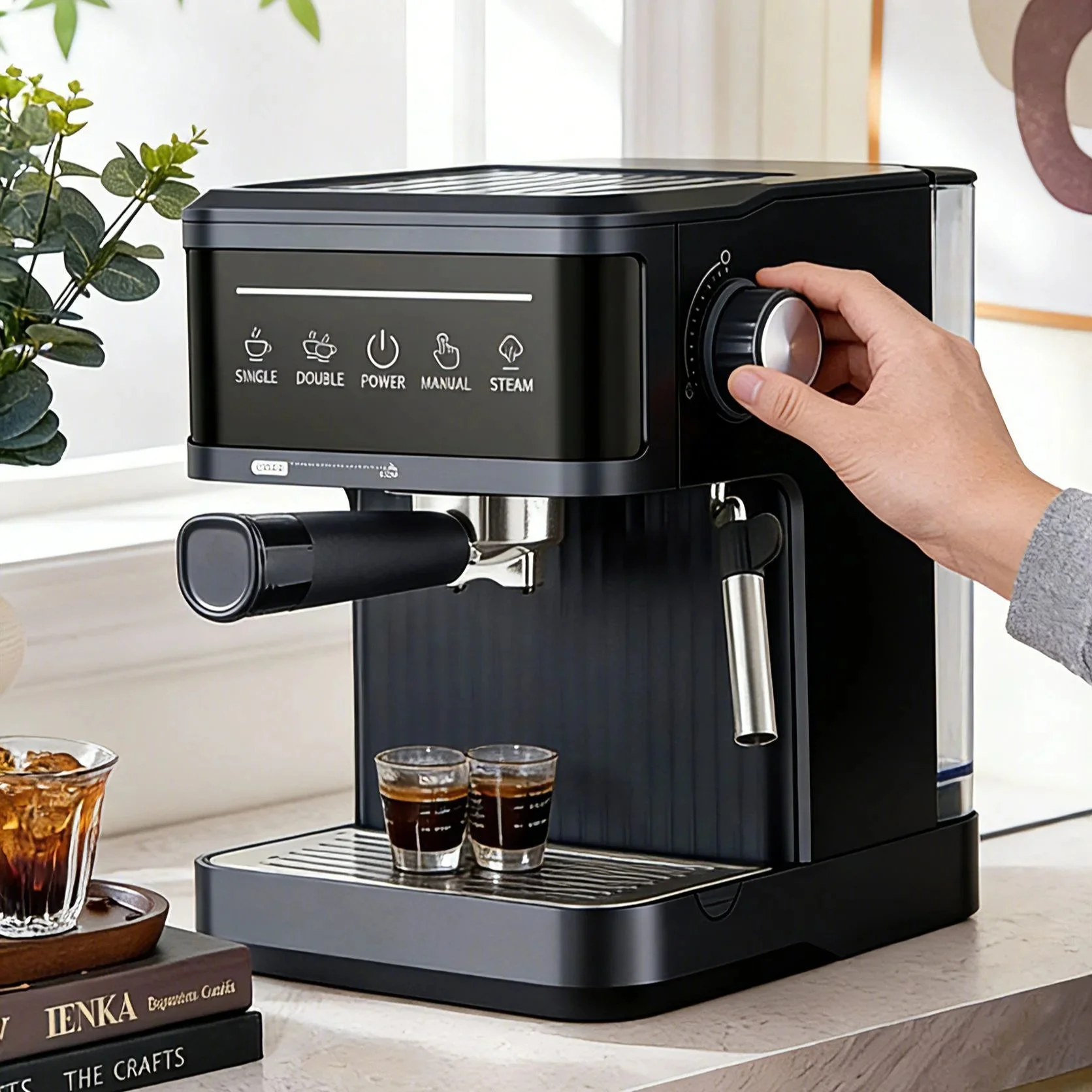 110V 220V 1.8L Espresso Machine Italian Coffee Machine Home Small Semi-Automatic 20Bar Coffee Machine Milk Foam 5